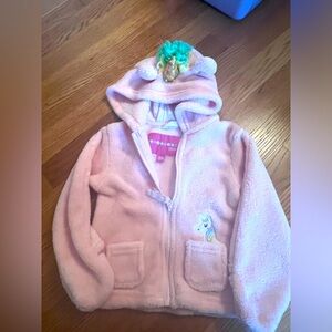 Wippette Kids fleece pink sparkle zip up hooded sweater. 18M
